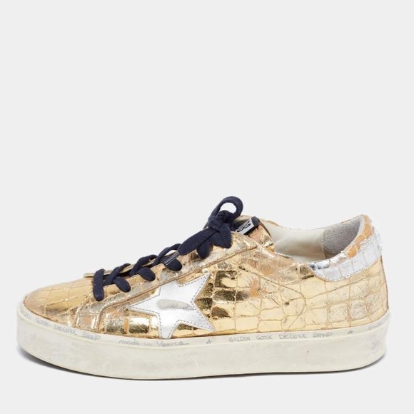 Golden Goose Gold Croc Embossed Leather Superstar Low-Top Sneaker - Picture 8 of 8